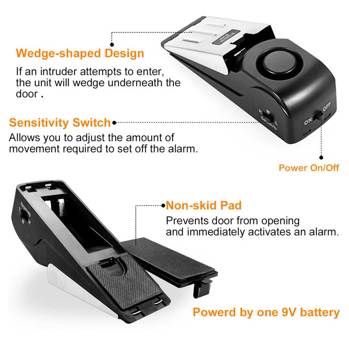 Door Stop Alarm Portable Wireless Door Alert 120 dB for Travel Home Security
