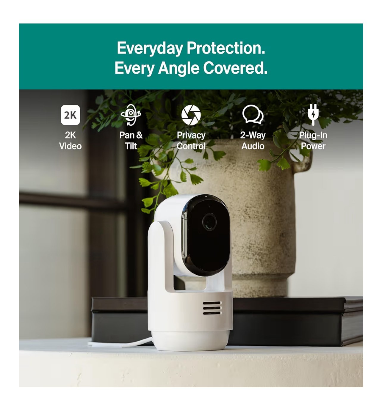 ARLO Essential-indoor pet camera with pan and tilt, 2K. Made in Vietnam.