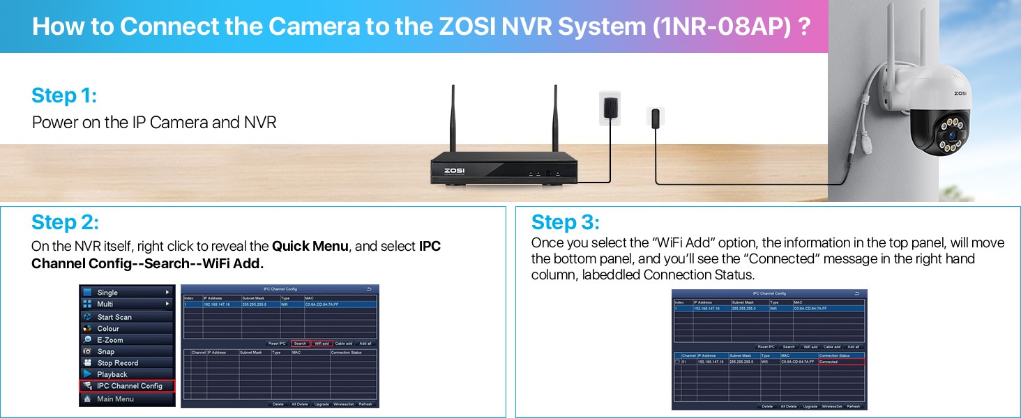 ZOSI 3MP PTZ Outdoor WiFi Security IP Wireless Camera Audio Motion Detection