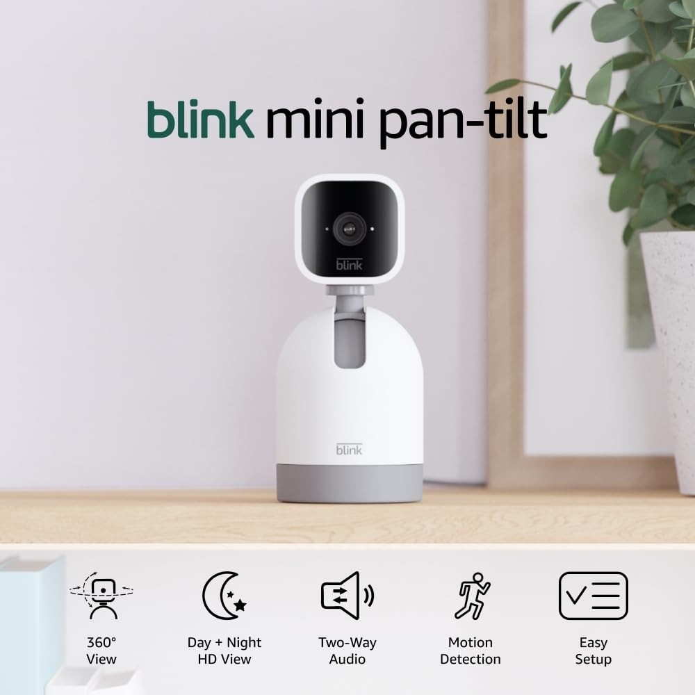 Blink Mini Pan-Tilt Security Camera – HD Video, Two-Way Audio, Alexa Compatible
