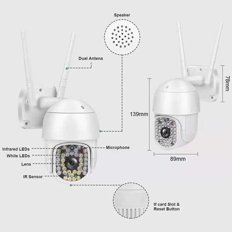 Wireless 1080P FHD WIFI IP Security Camera Outdoor CCTV PTZ Smart Home IR Camera