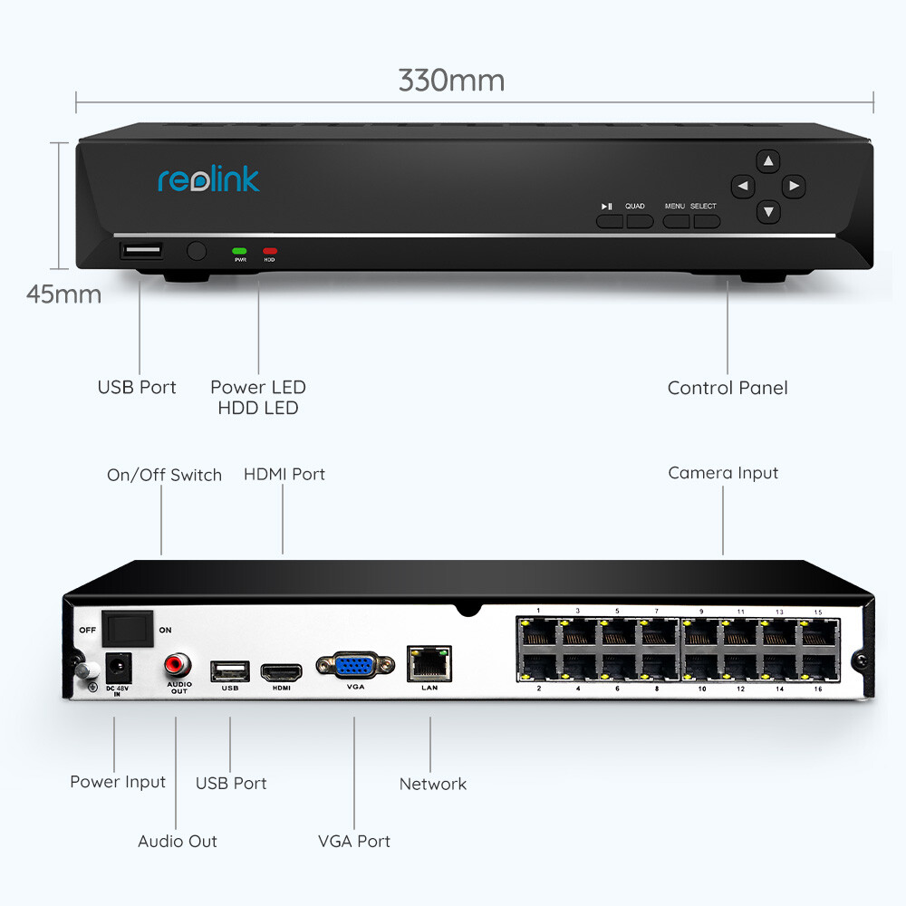 Reolink 5MP 16 Channel 4TB HDD NVR Outdoor PoE DIY CCTV Security Camera System