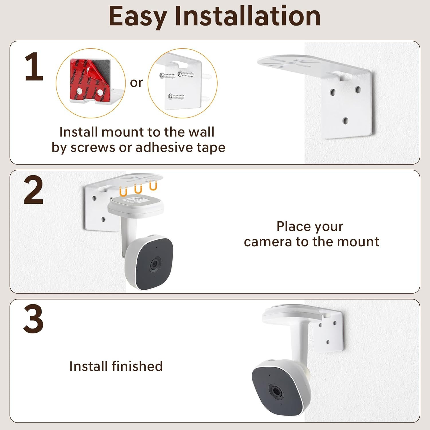 Metal Wall Mount for Smart Garage Security Camera White