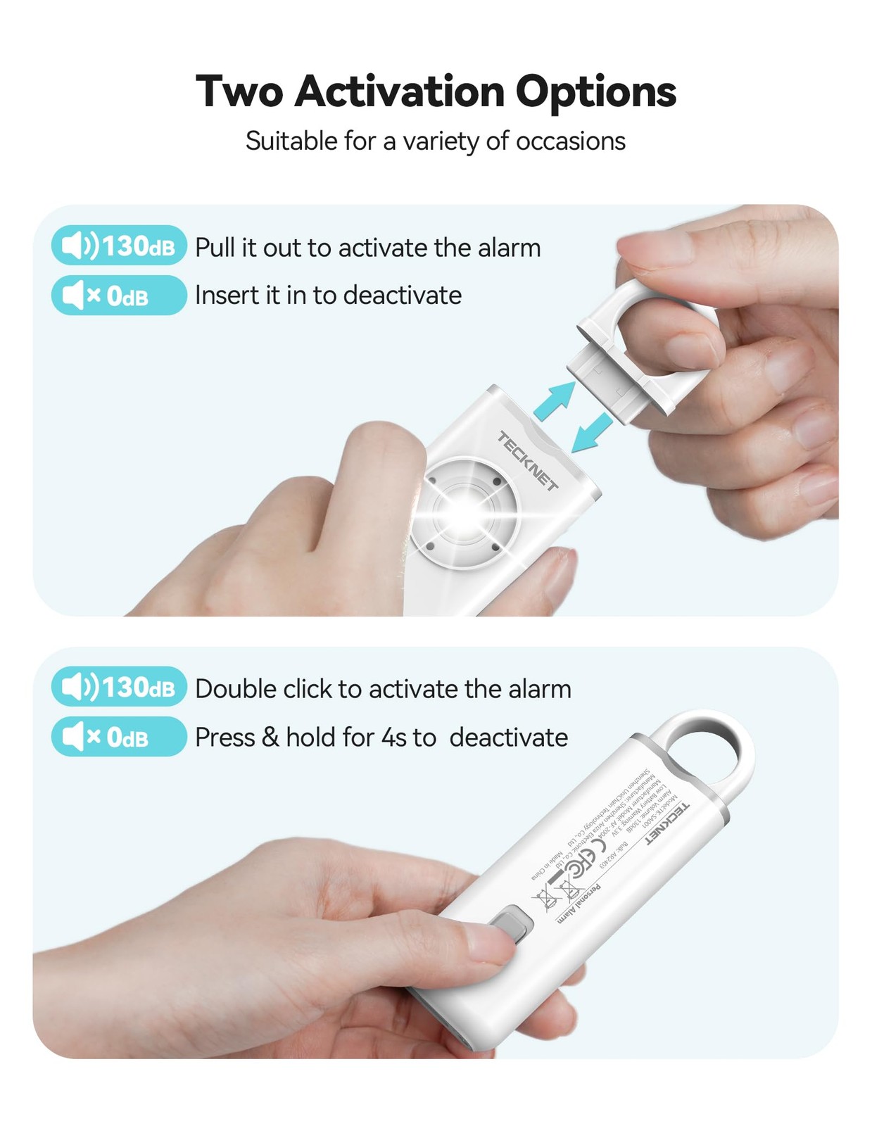 Rechargeable Personal Safety Alarm for Women, 130dB Self Defense Keychain Ala…