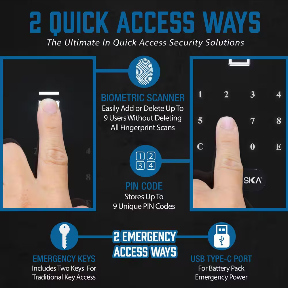 1.09 Cu. Ft. Touchscreen Biometric Keypad Security Safe