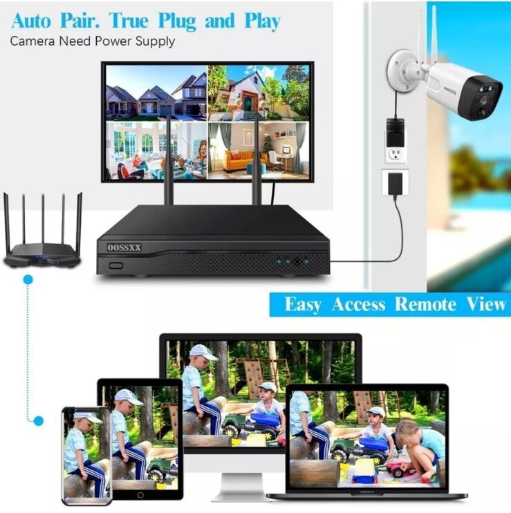OOSSXX PoE+ DVR + 6 Cameras Set Why 8.0 Mega (4K) 25/30 FPS Network Camera Range