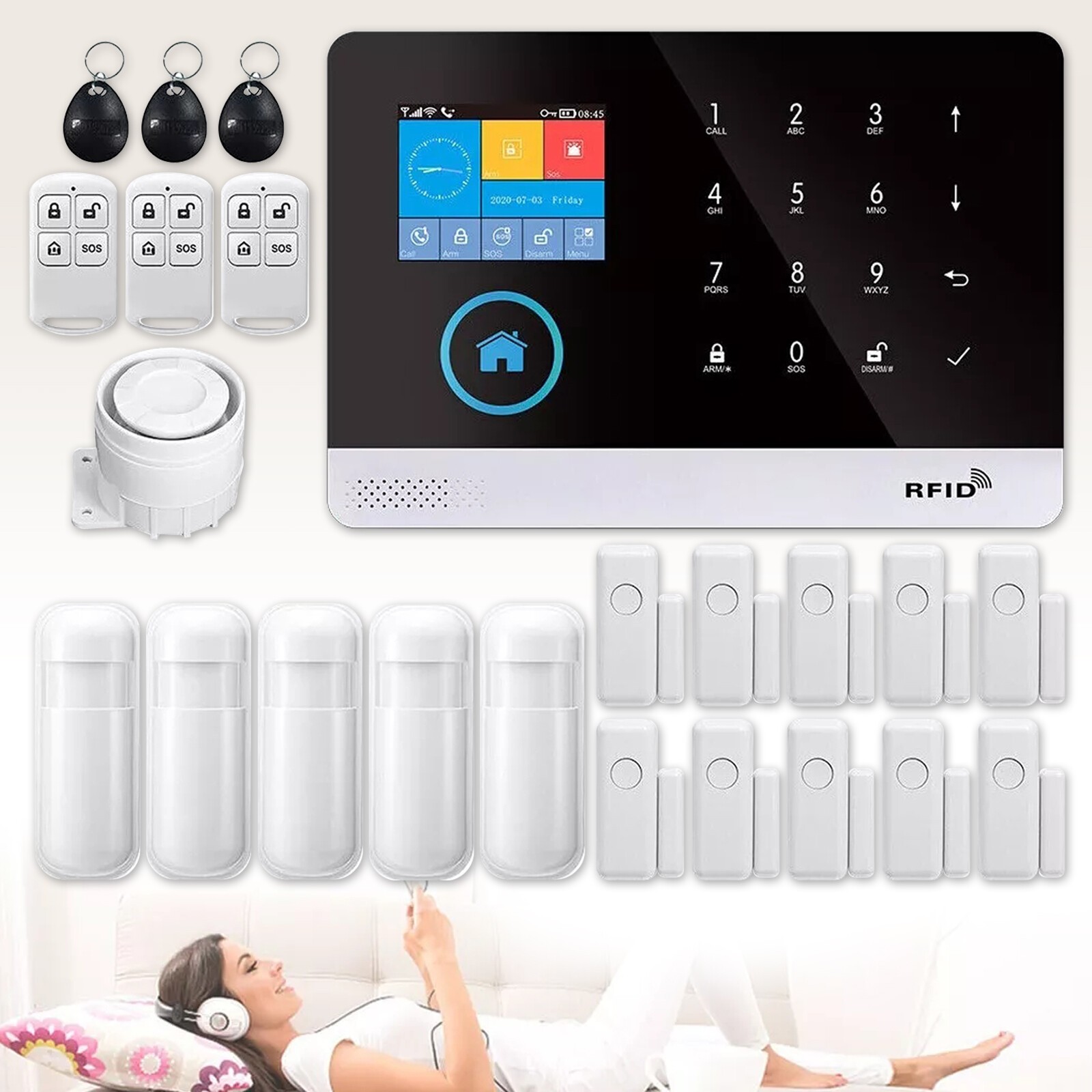Wireless Smart House App Control Alarm System for Home Burglar Security Alarm.