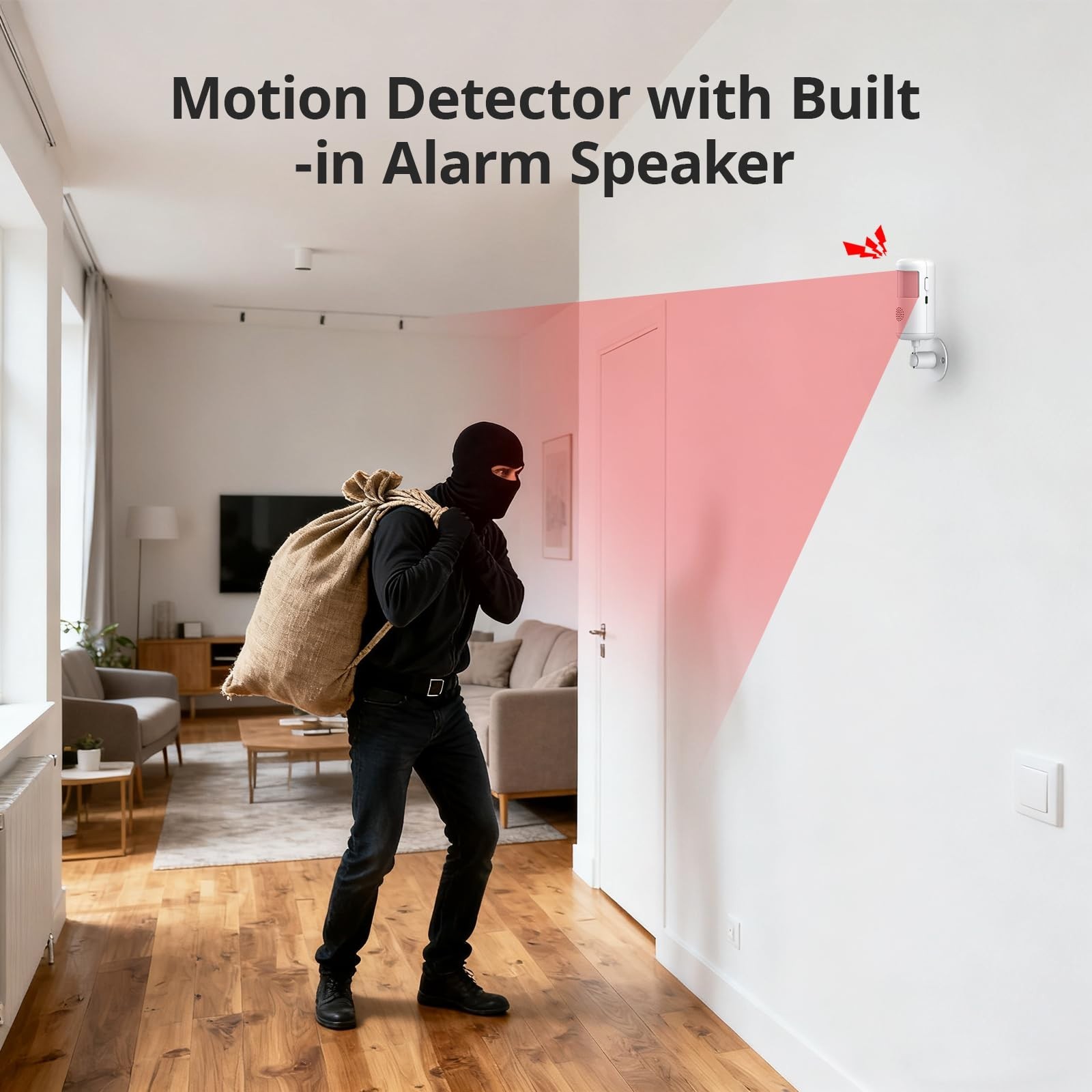 Home Security Alarm System WiFi GSM 4G, Door Sensors & Motion Detectors, No Fees