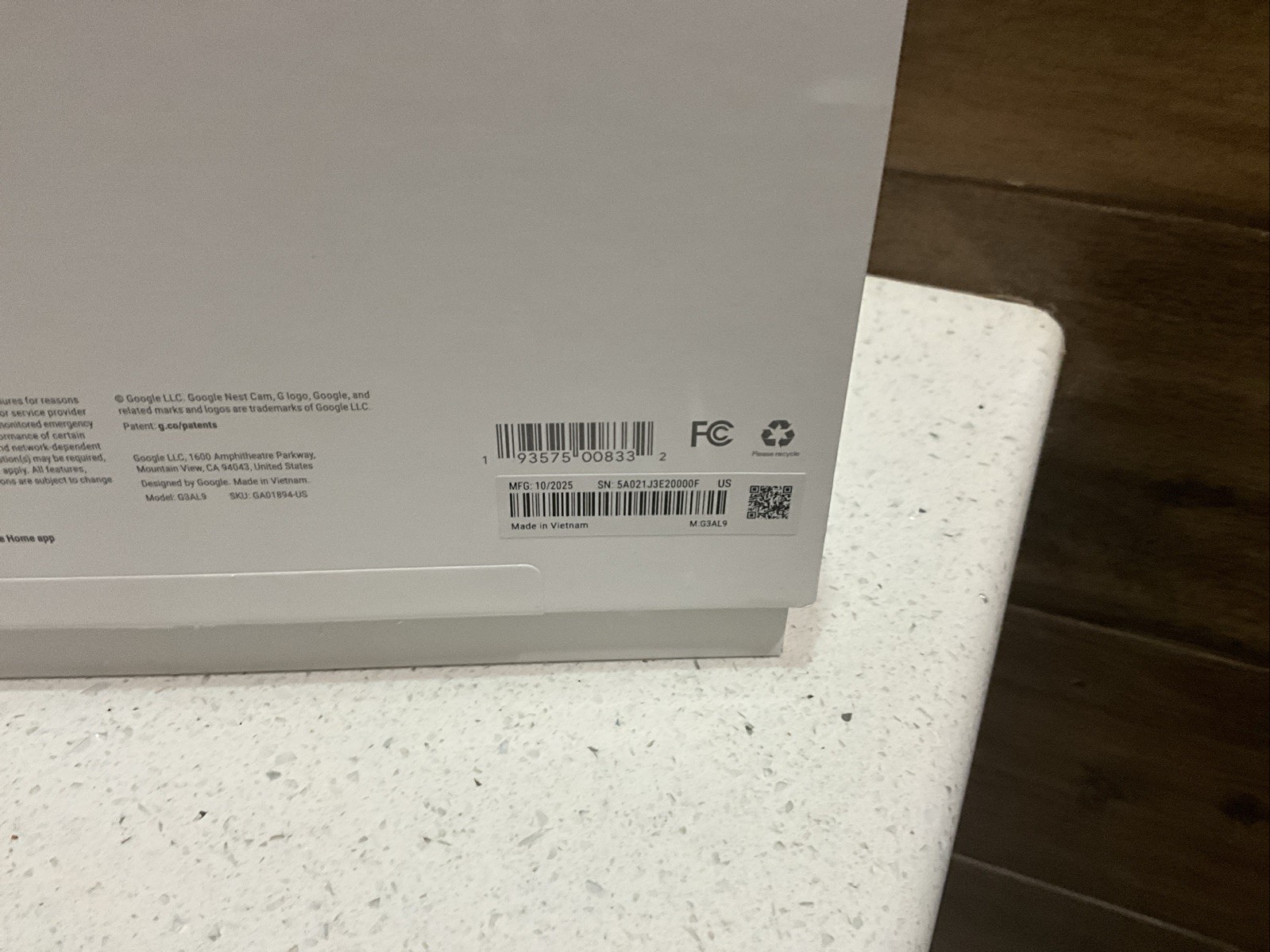 NEST GOOGLE Cam 2 packs Smart Security G3AL9 -EMPTY BOX ONLY – No Cameras