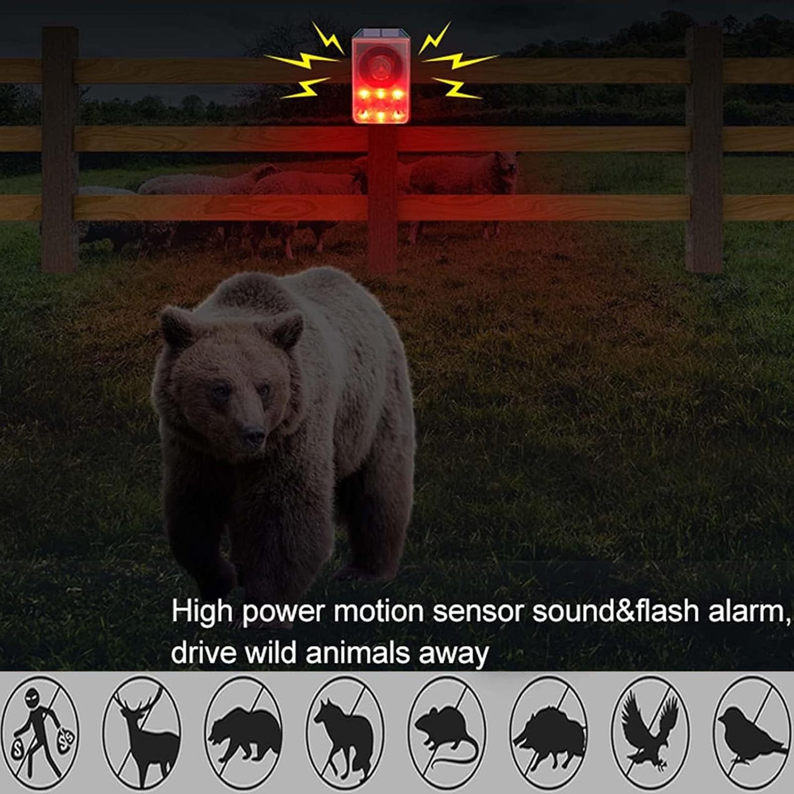 Solar Motion Detector Alarm Light,130db Sound Warning Security Strobe Siren L…