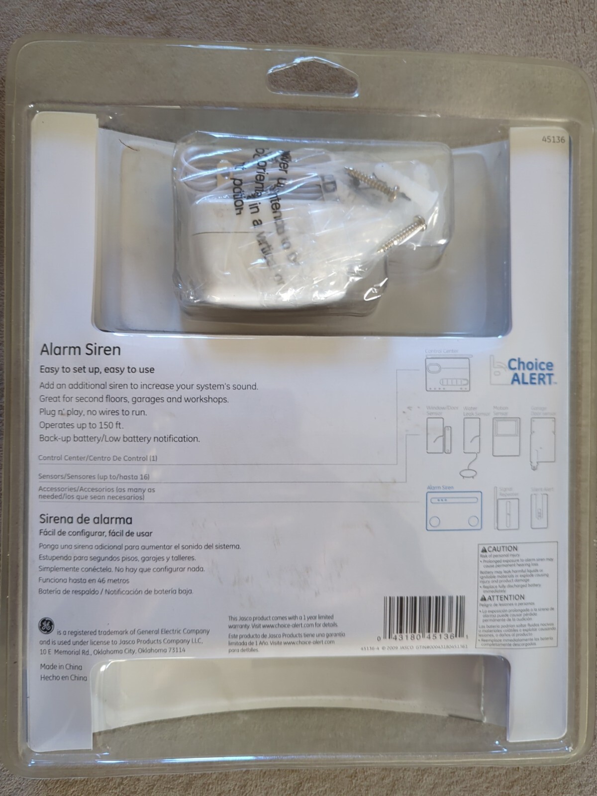 GE Wireless Alarm System Additional Siren To Increase Your System’s Sound New