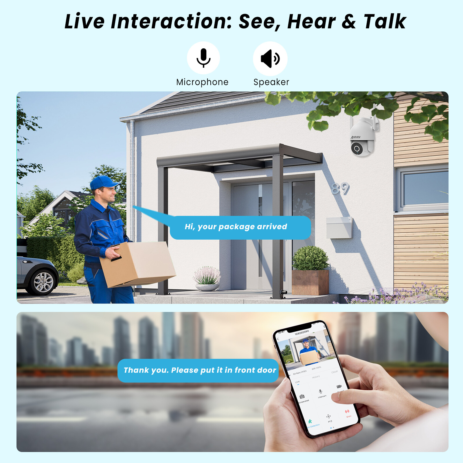 ANRAN 8MP 4K PoE Home Security Camera System Outdoor 8CH NVR 2 Way Audio 4TB HDD