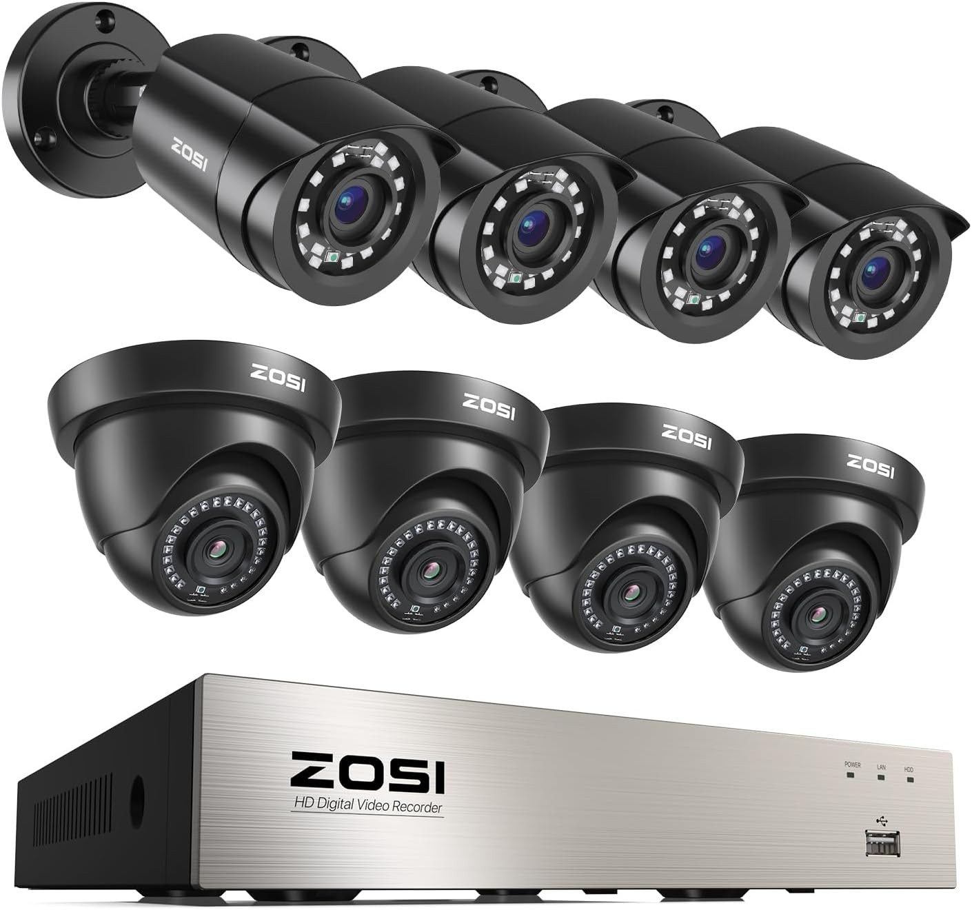 8CH 3K Lite Security Camera System with AI Human Vehicle Detection, 8 X 1920TVL