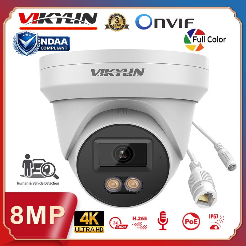 Vikylin 4K 16ch POE NVR CCTV System 8MP Camera Outdoor F1.0 Full Color Audio Lot