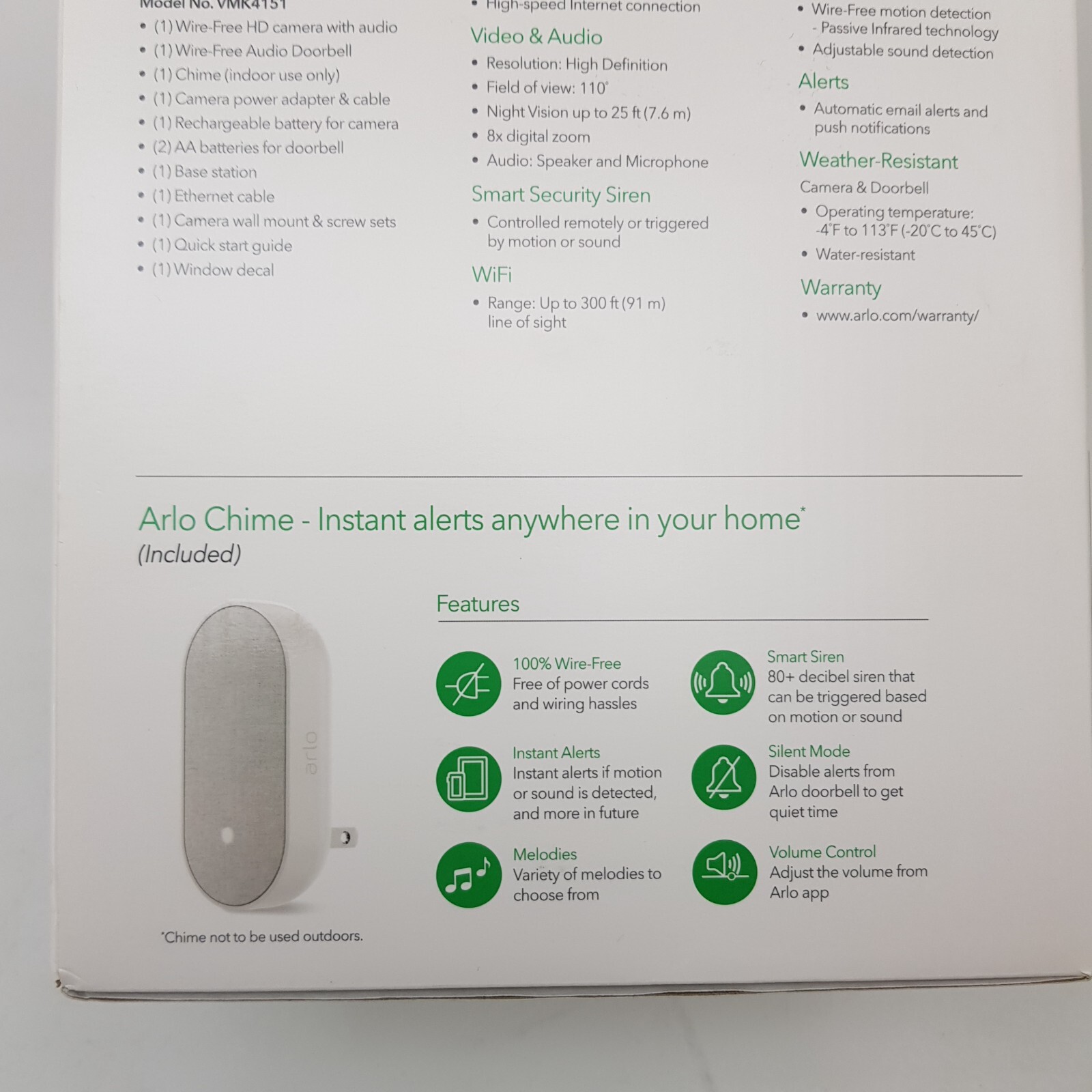 Arlo Smart Home Pro HD Camera Plus Audio Doorbell and Chime System