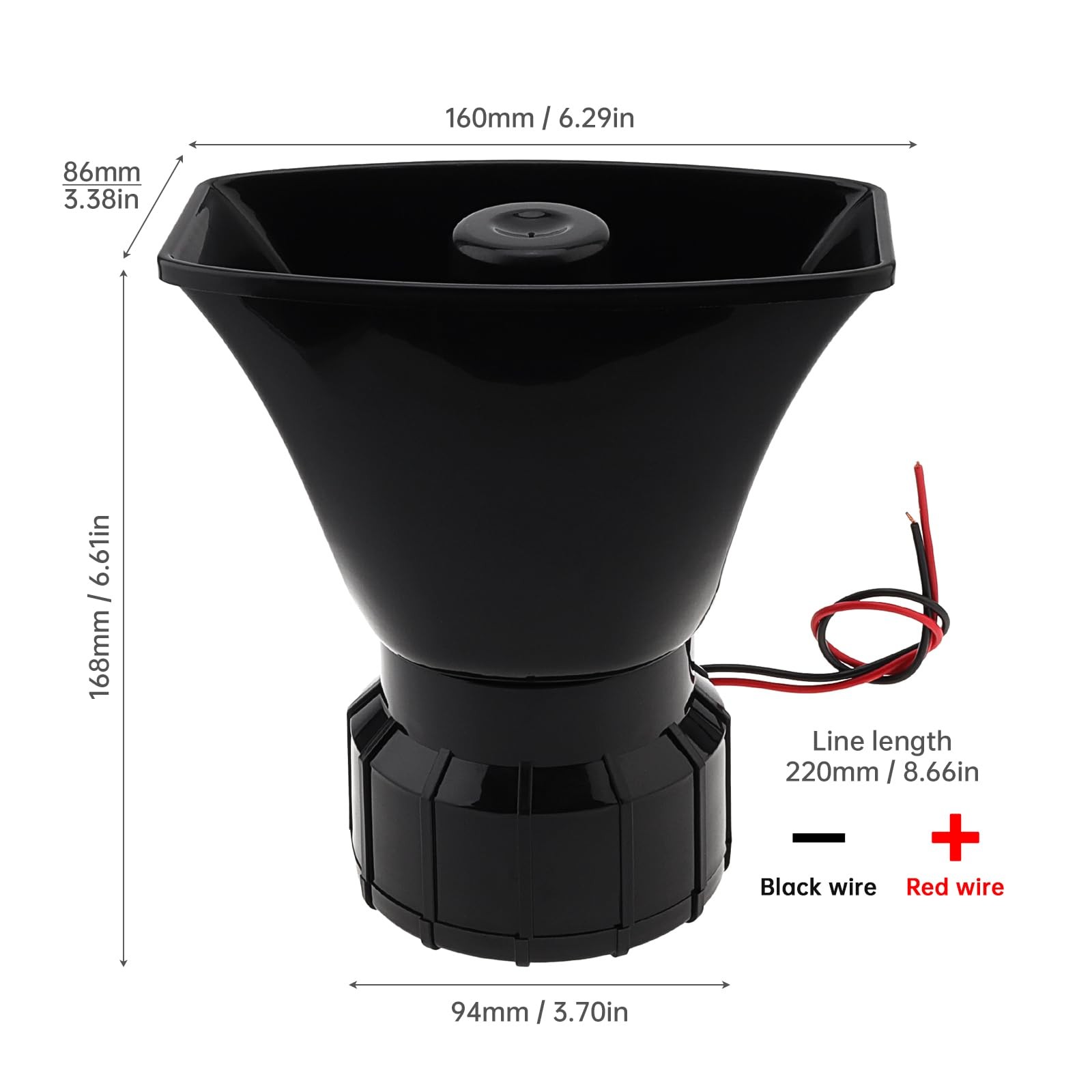 DriSentri Wired Alarm Siren Horn, DC 12V 100W Electronic Alarm Horn Siren for…