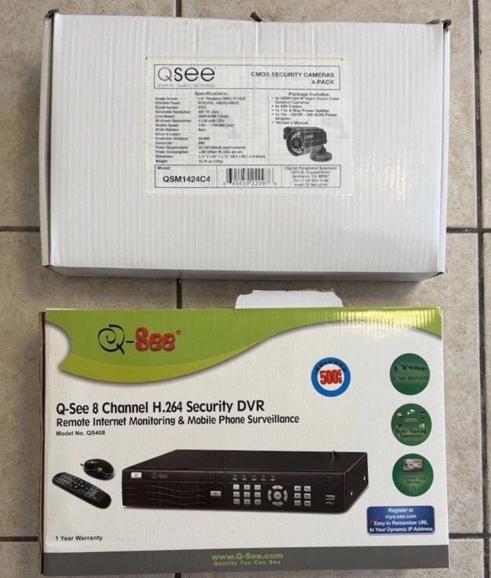 Q-See QC444, 4 Channel H.264 DVR With 500gb HDD & CCD Security Camara’s 4 pack