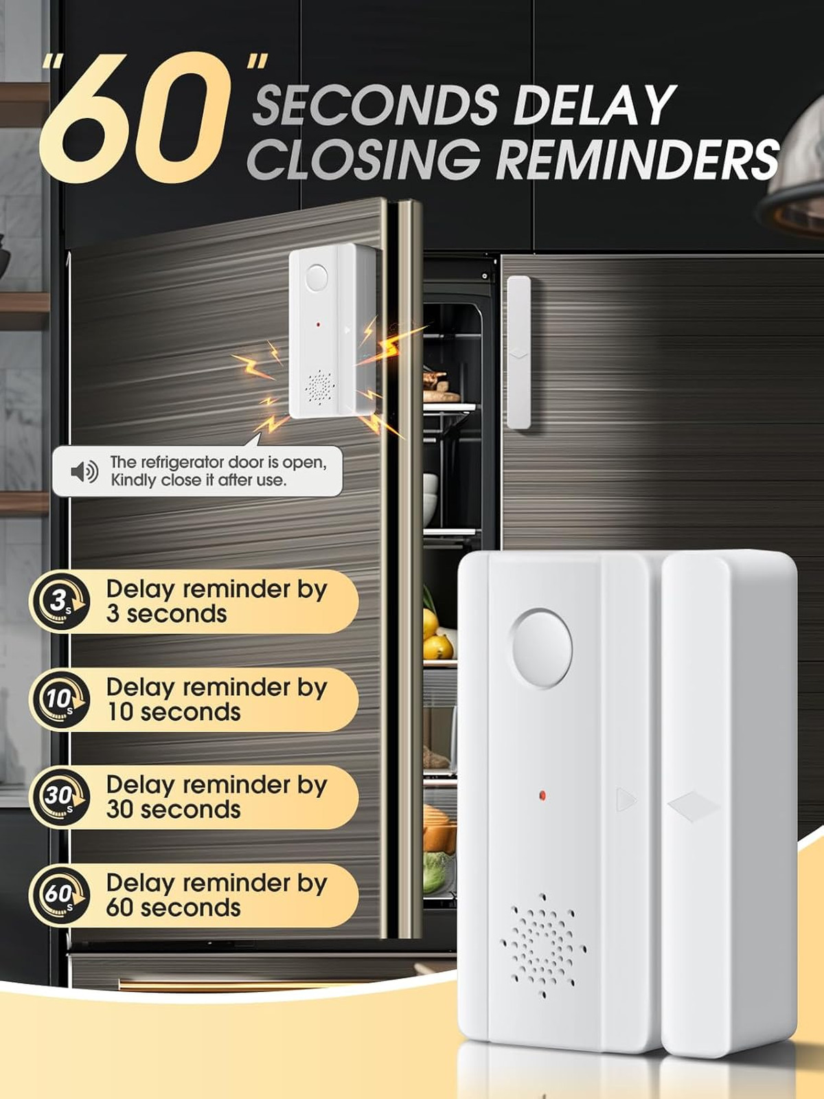 Door Left Open Reminder, Voice Door Alert with Adjustable Delay for Home Office