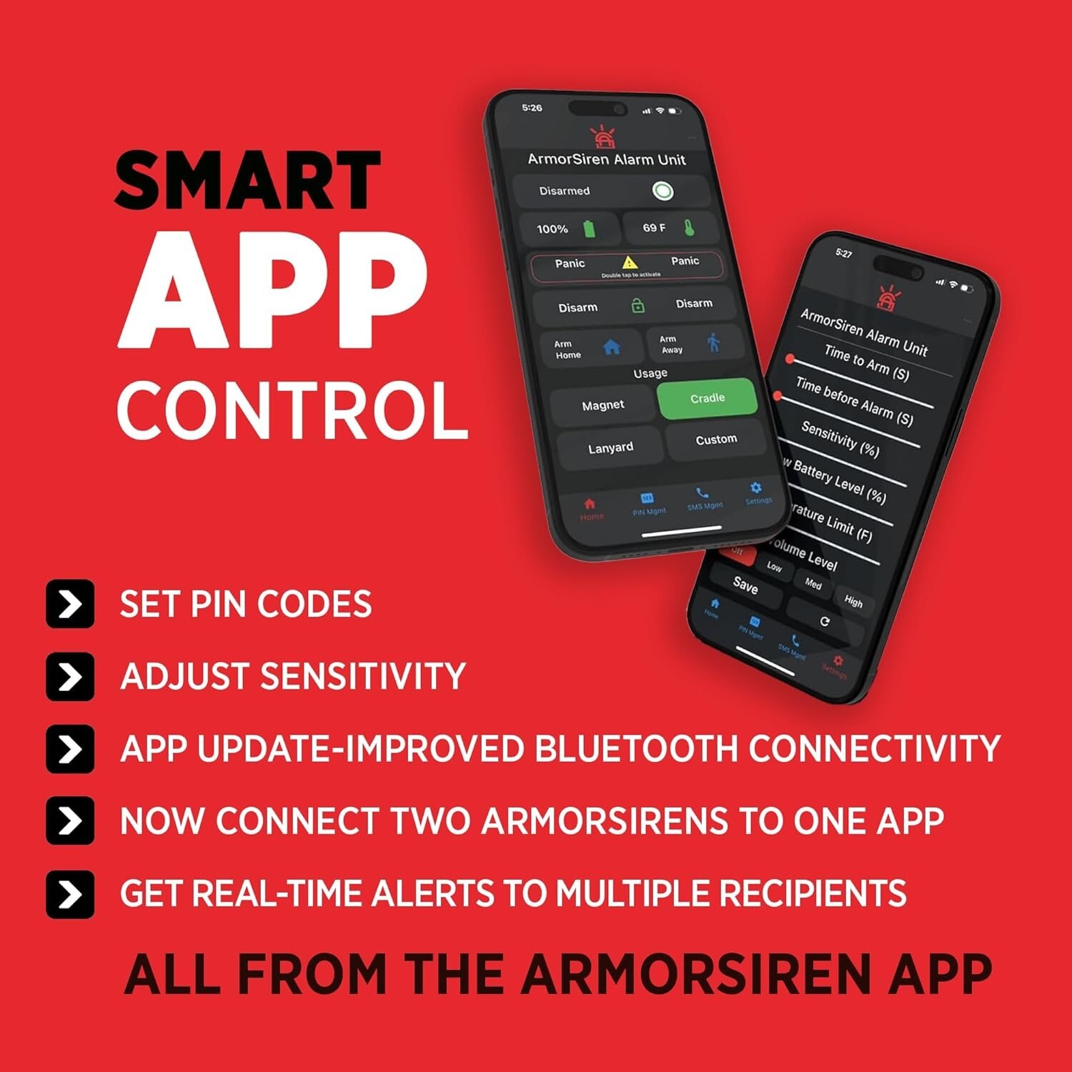 ArmorSiren- Travel Alarm Security System with Loud Siren, Control w/App on…