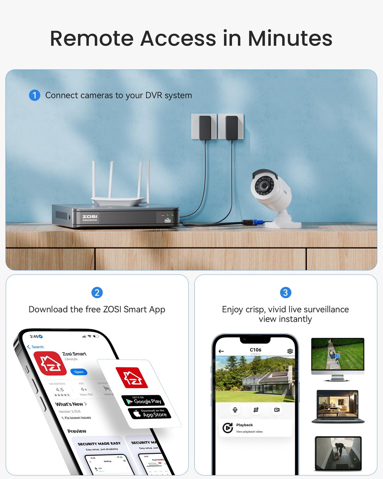 H.265+ Full 1080p Home Security Camera System with AI Human Vehicle Detection…