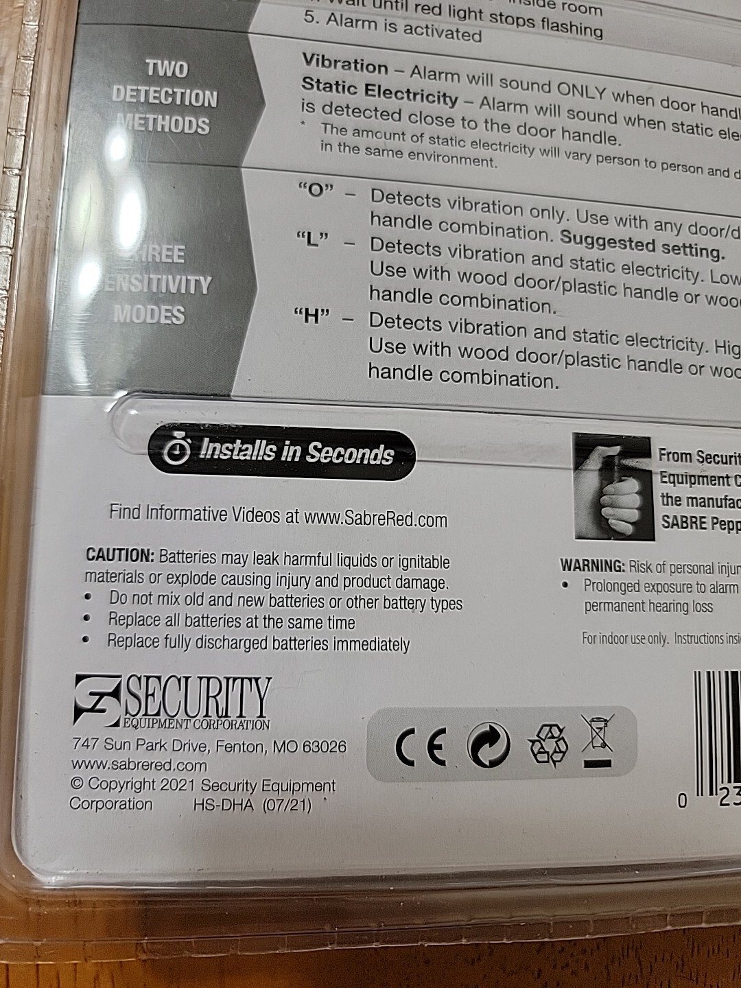 Sabre Door Handle Security Alarm With 2 Detection / 3 Operating Modes – HS-DHA