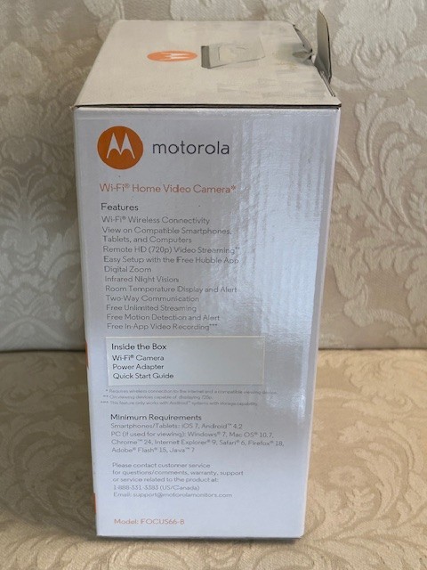 Motorola Hubble Focus66-B Wifi HD Home Monitoring Security Camera