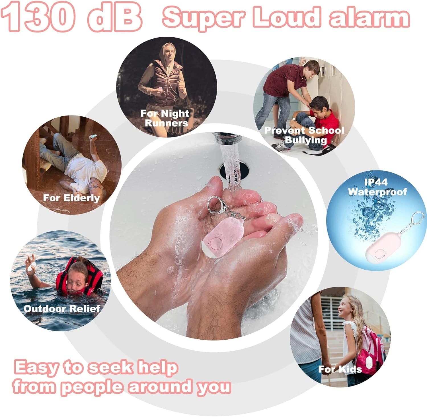 Personal Safety Alarm for Women, 5 Pack Rechargeable 130dB Self Defense Alarm…