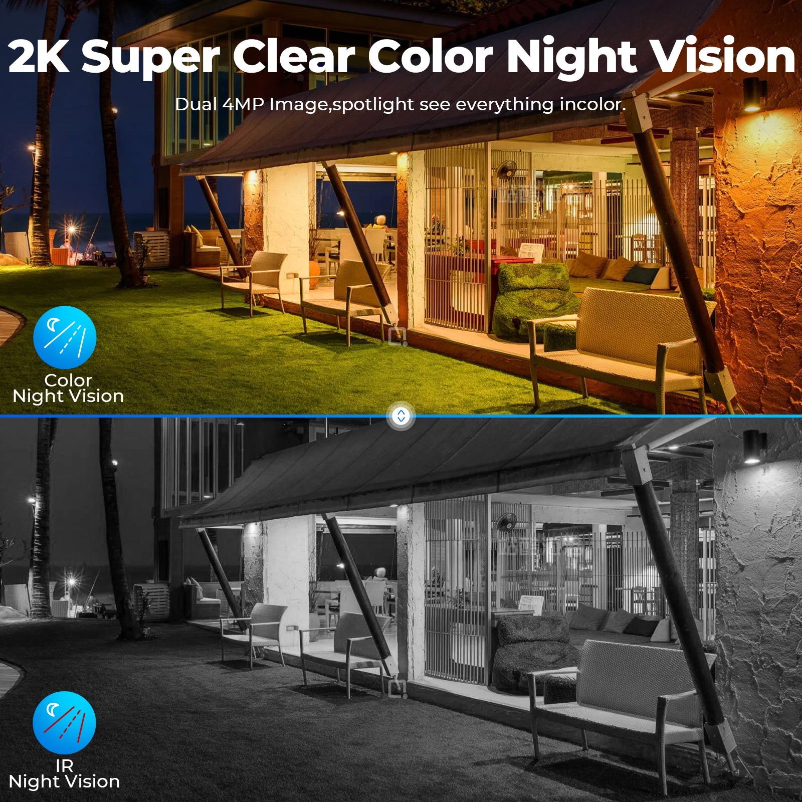 2K Solar Wireless Security Camera System 2-Way Audio Color Night Vision 10CH NVR