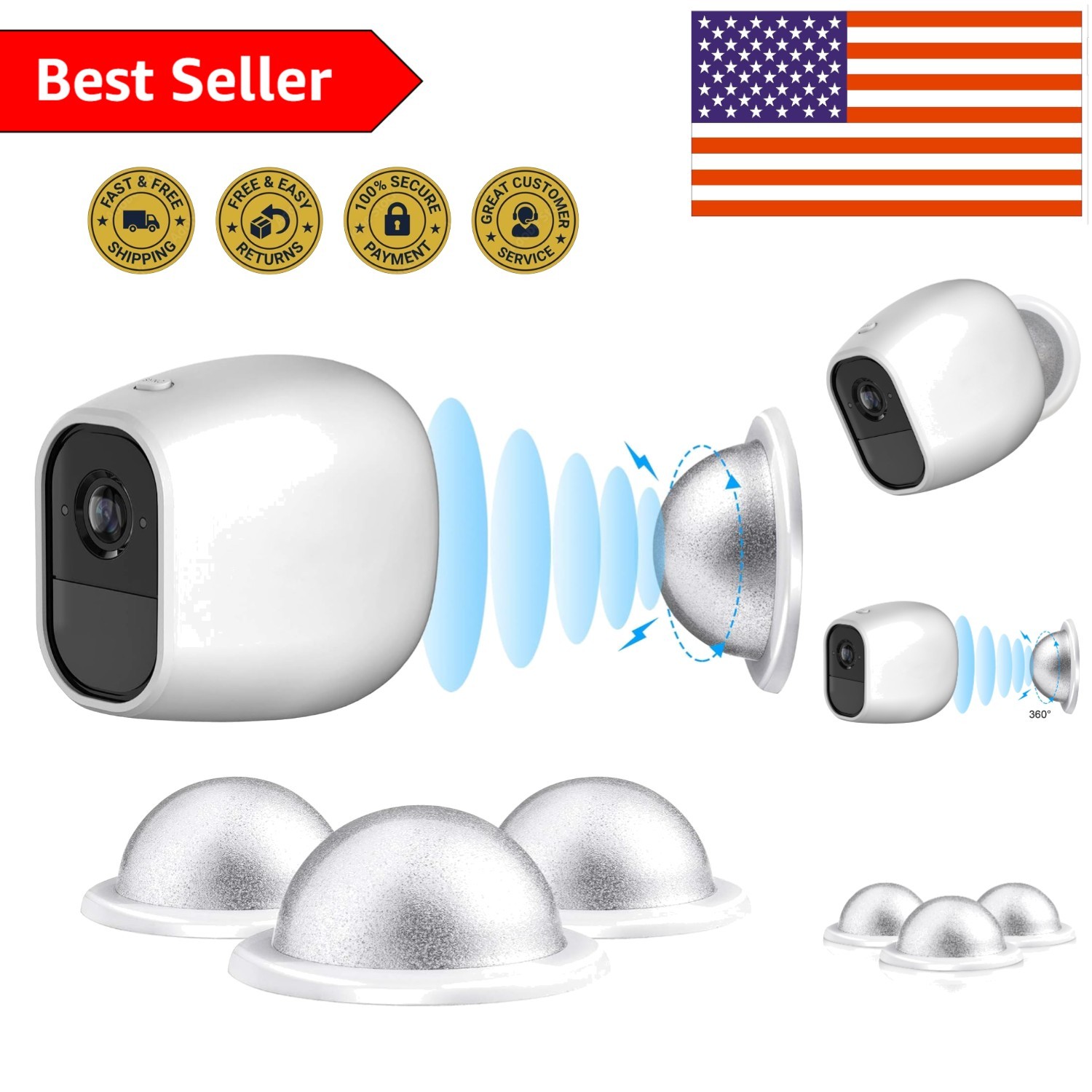 Durable White Wall Mounts for Arlo Pro & Pro 2 – 3-Pack Camera Mount Solution