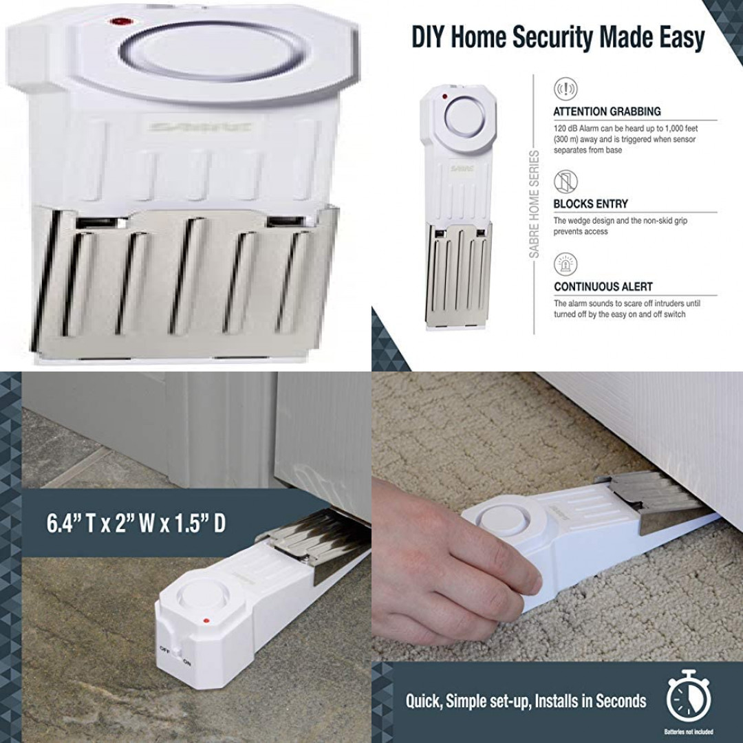 Security Wedge Door Stop Security Alarm With 120 dB Siren For Home/ Travel /Dorm