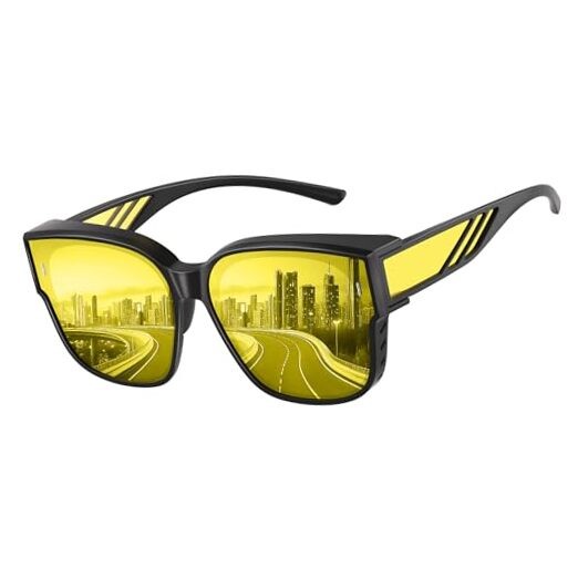 Night Vision Driving Glasses for Men Women – Square Polarized Fit A02-black