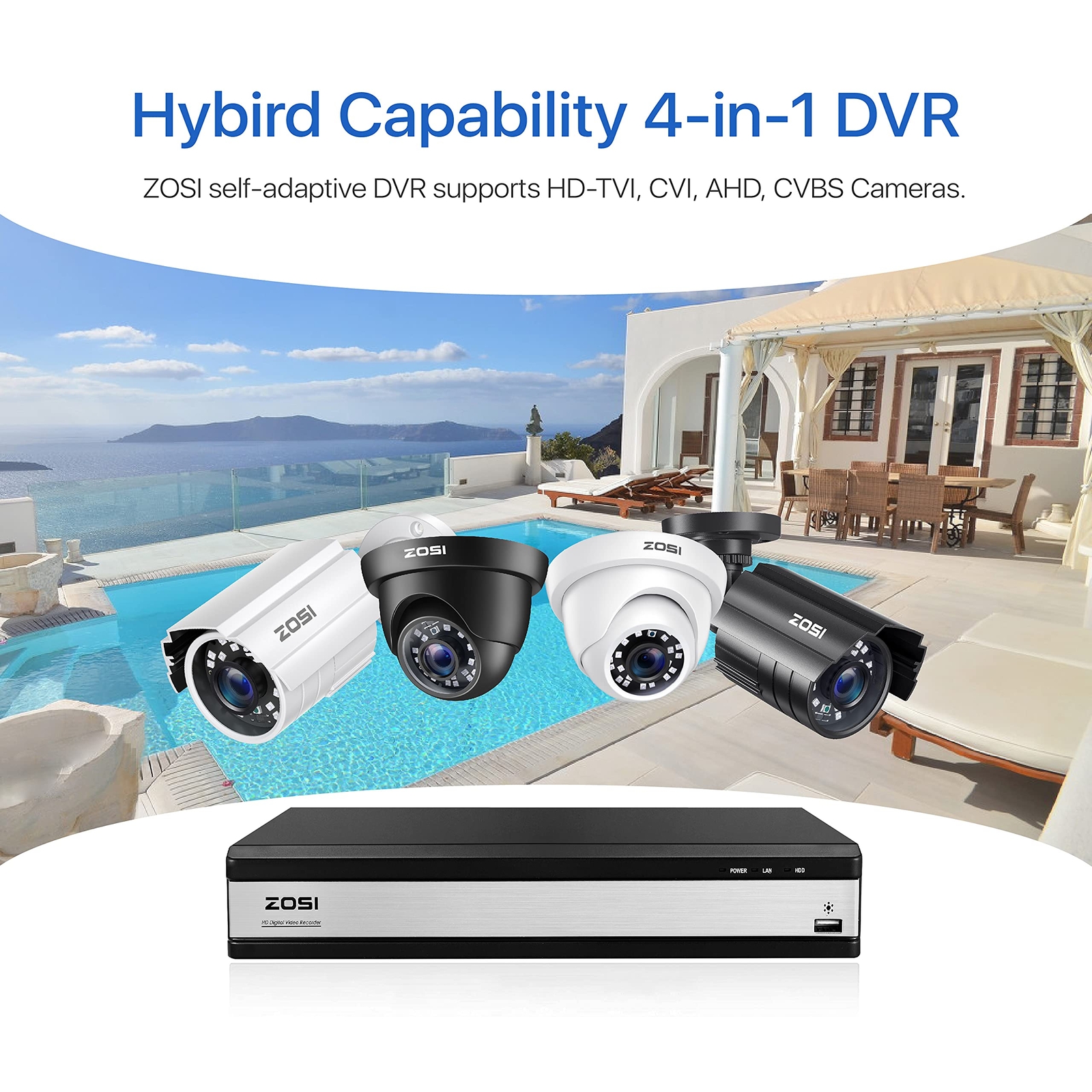 ZOSI H.265+16CH Outdoor CCTV 1080p Security Camera System 120ft Night Vision 2TB
