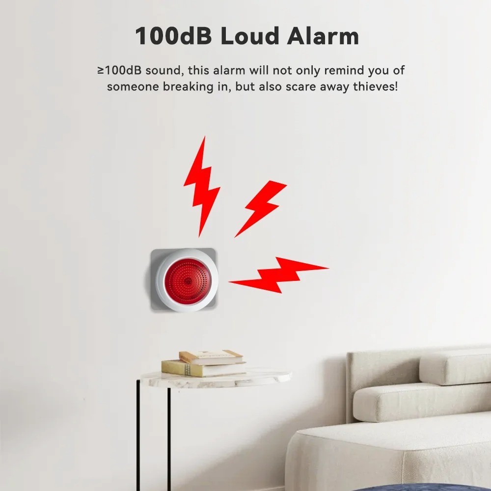 Meian Tuya 100dB Siren Alarm Wireless Sirena Alarma Linkage Security Protection