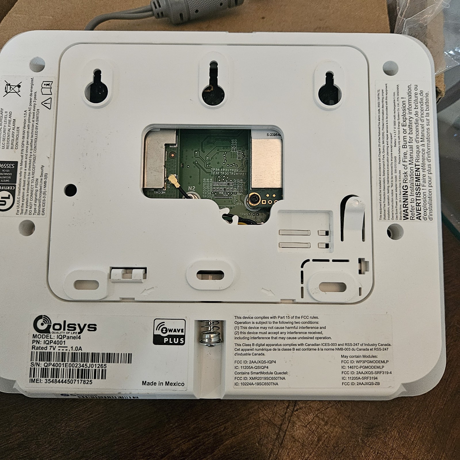 Qolsys IQ Panel 4 IQP4001 Verizon LTE Alarm.com Ready IMEI Clear Battery Tested
