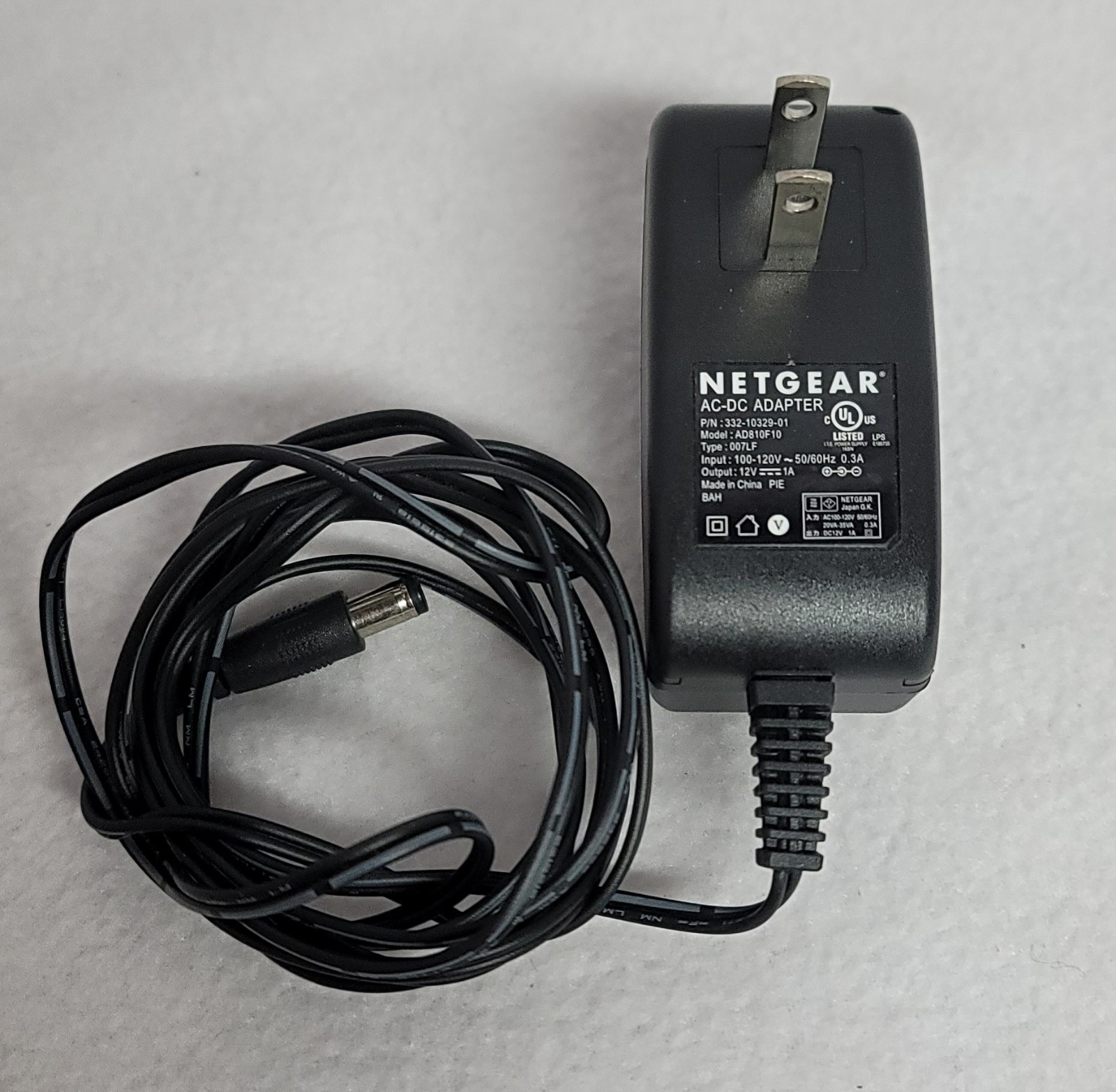 OEM NETGEAR AD810F10 332-10329-02 AC/DC ADAPTER 12V 1A TYPE 007-2LF A4.3