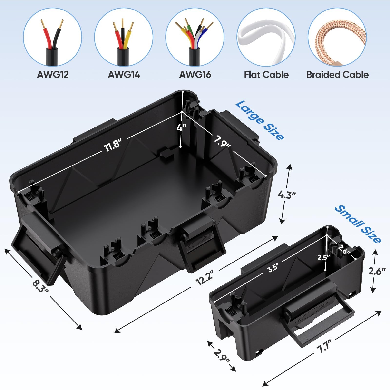 TICONN Outdoor Electrical Box, IP54 Splash-Proof Small, Black