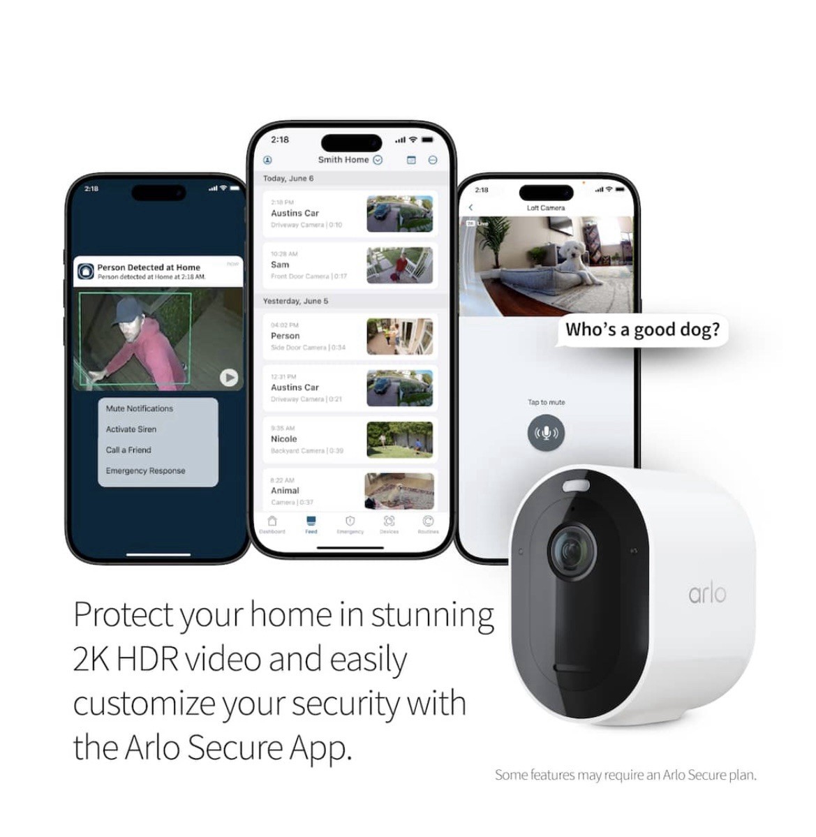 Arlo Pro 5S 2K Indoor/Outdoor Wire Free Spotlight Security Camera – White…