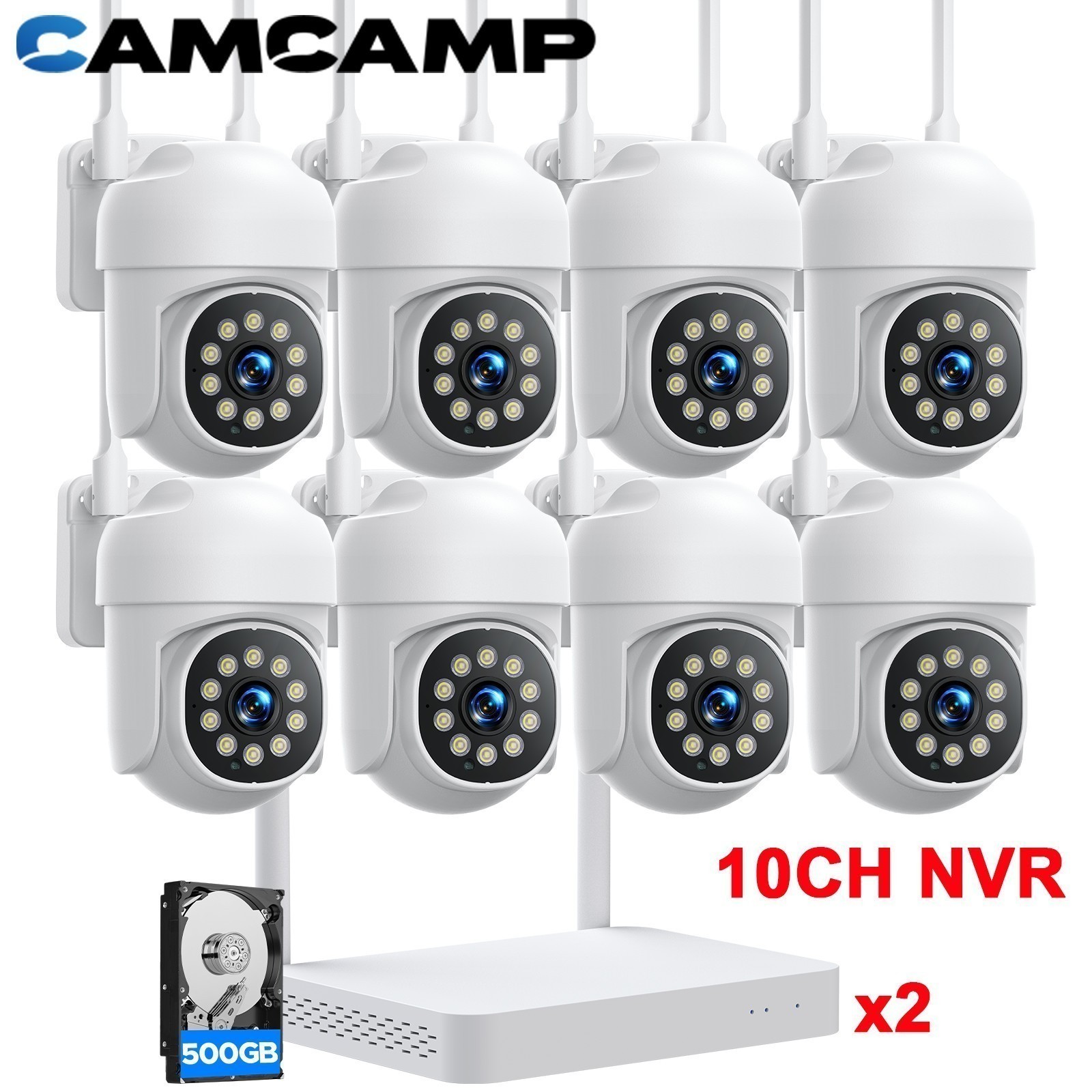 10CH NVR Security Kit with 360° PTZ WiFi Camera & AI Detection 24/7 Recording