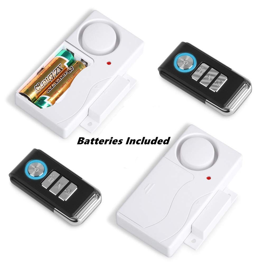 Wireless Door Alarm 2 Pack with Remote, 105 dB Loud Pool Safety Alarm, Battery I