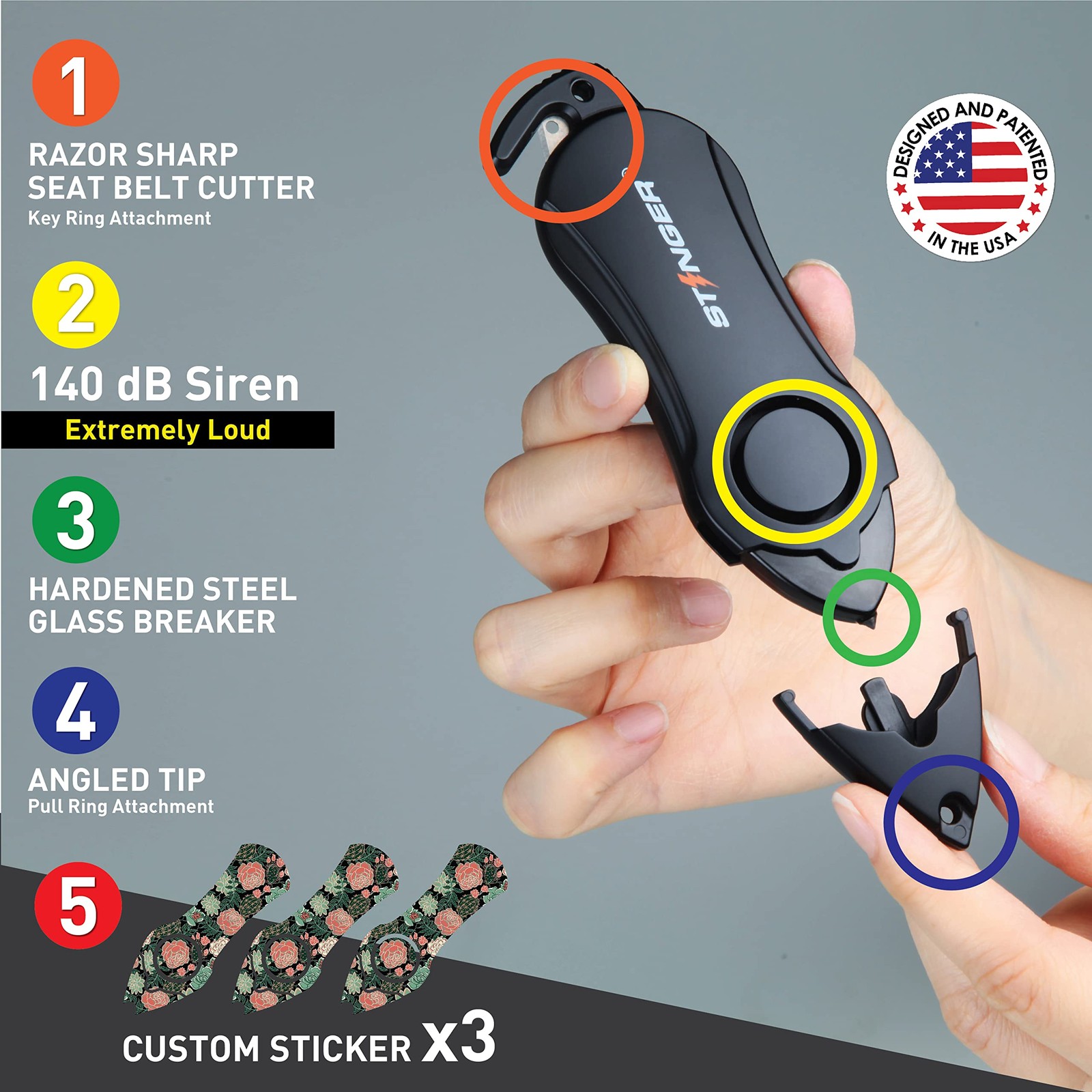 Personal Alarm Keychain Emergency Tool, Safety Panic Alarm Siren, Seat Belt C…
