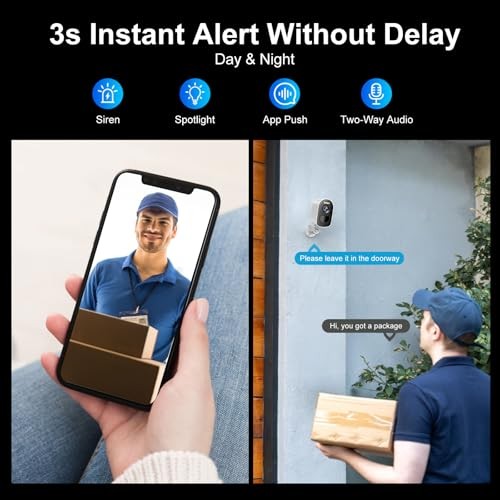 Security Cameras, Wireless Camera Outdoor Powered by 1 Count white and black
