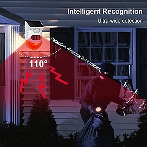 Solar Strobe Alarm Light with Motion Sensor Siren Outdoor Alarm Siren with Re…