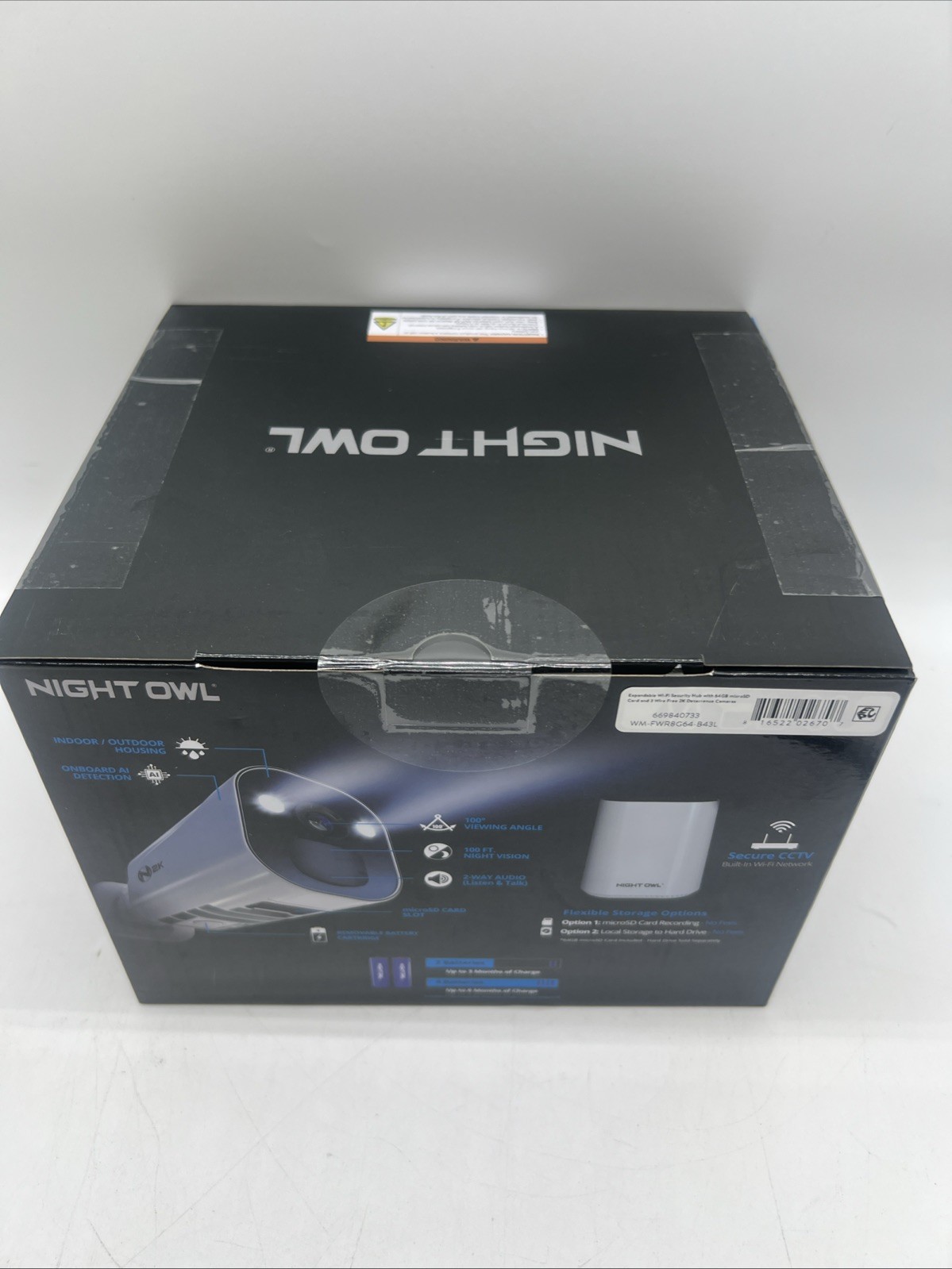 New Night Owl 2K HD Battery Wi-Fi Security Hub x3 Cameras FWR8G64-B43L FreeS&H
