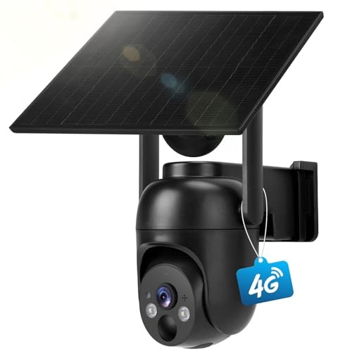 4G LTE Cellular Security Cameras Solar Powered No WiFi Security Black 1 pack