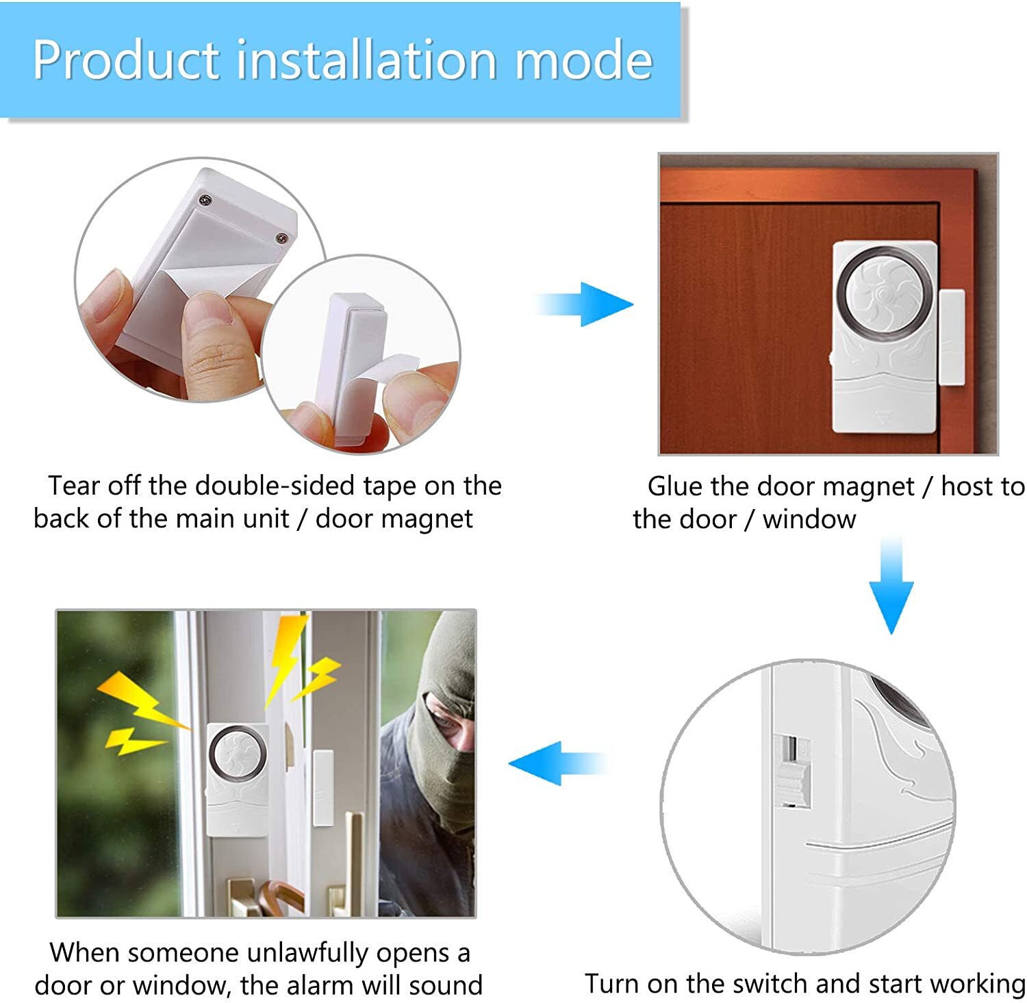 Wireless Door Window Burglar Alarm Magnetic Sensor Security Anti-Theft 10Pack US