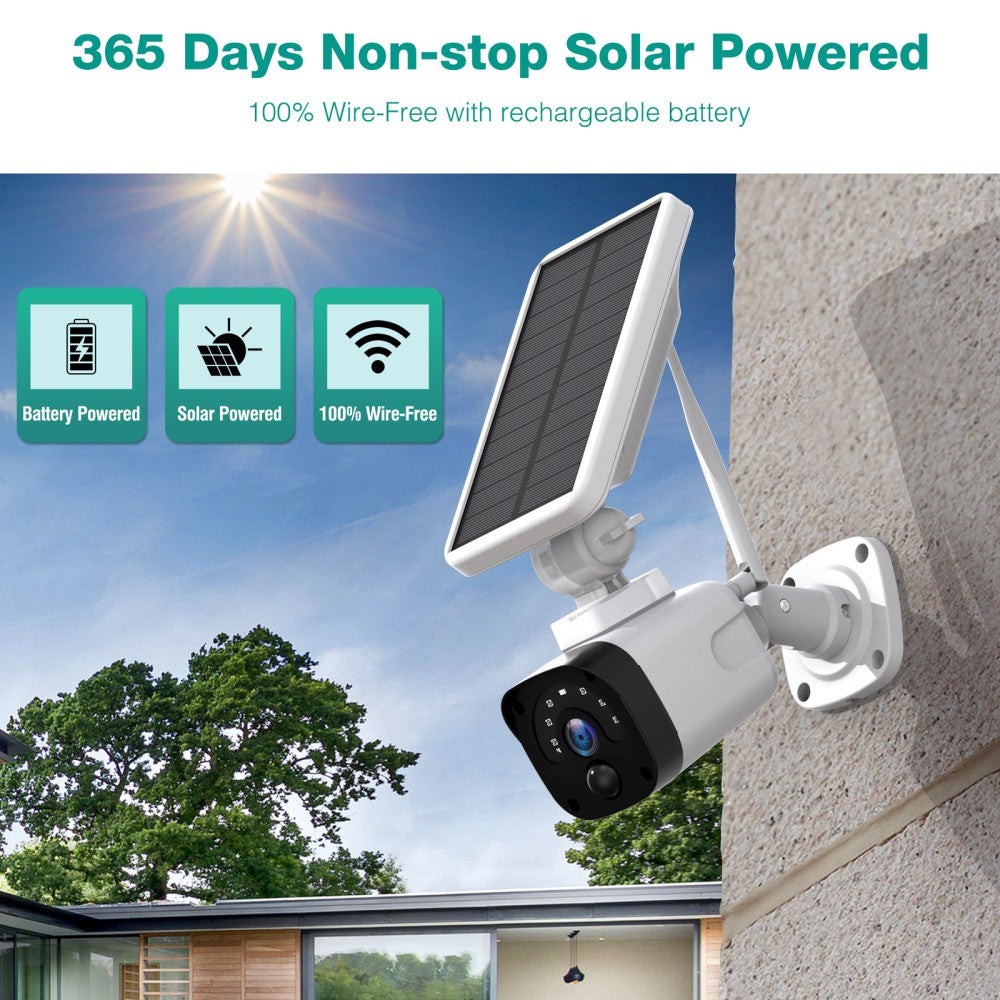 Solar Battery Powered Wireless Security Camera System WiFi IP Outdoor Home PIR