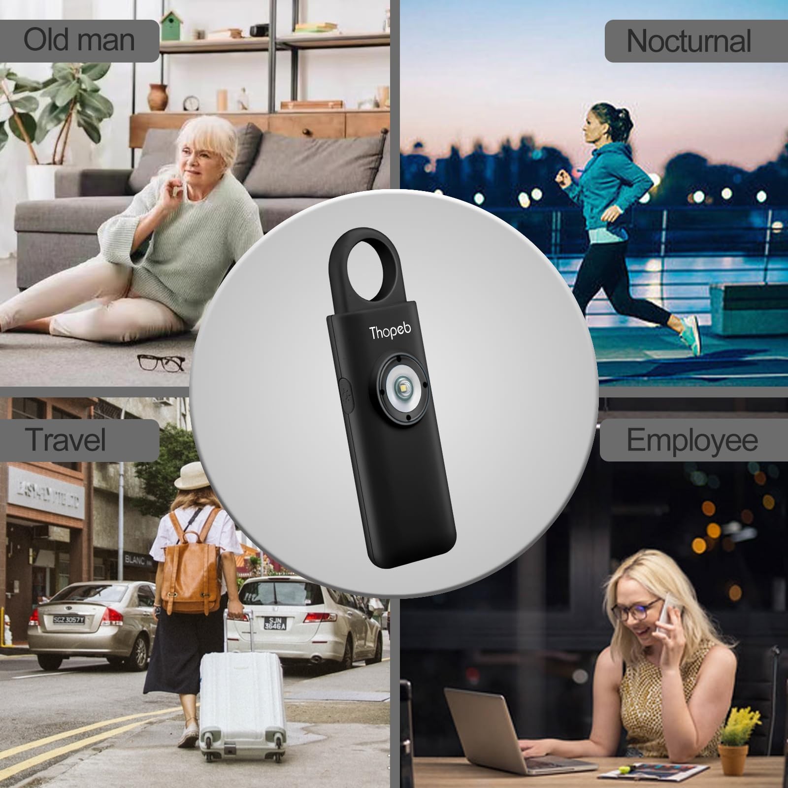 – Personal Safety Alarm for Women–135dB Siren, Strobe Light and Rechargeable …