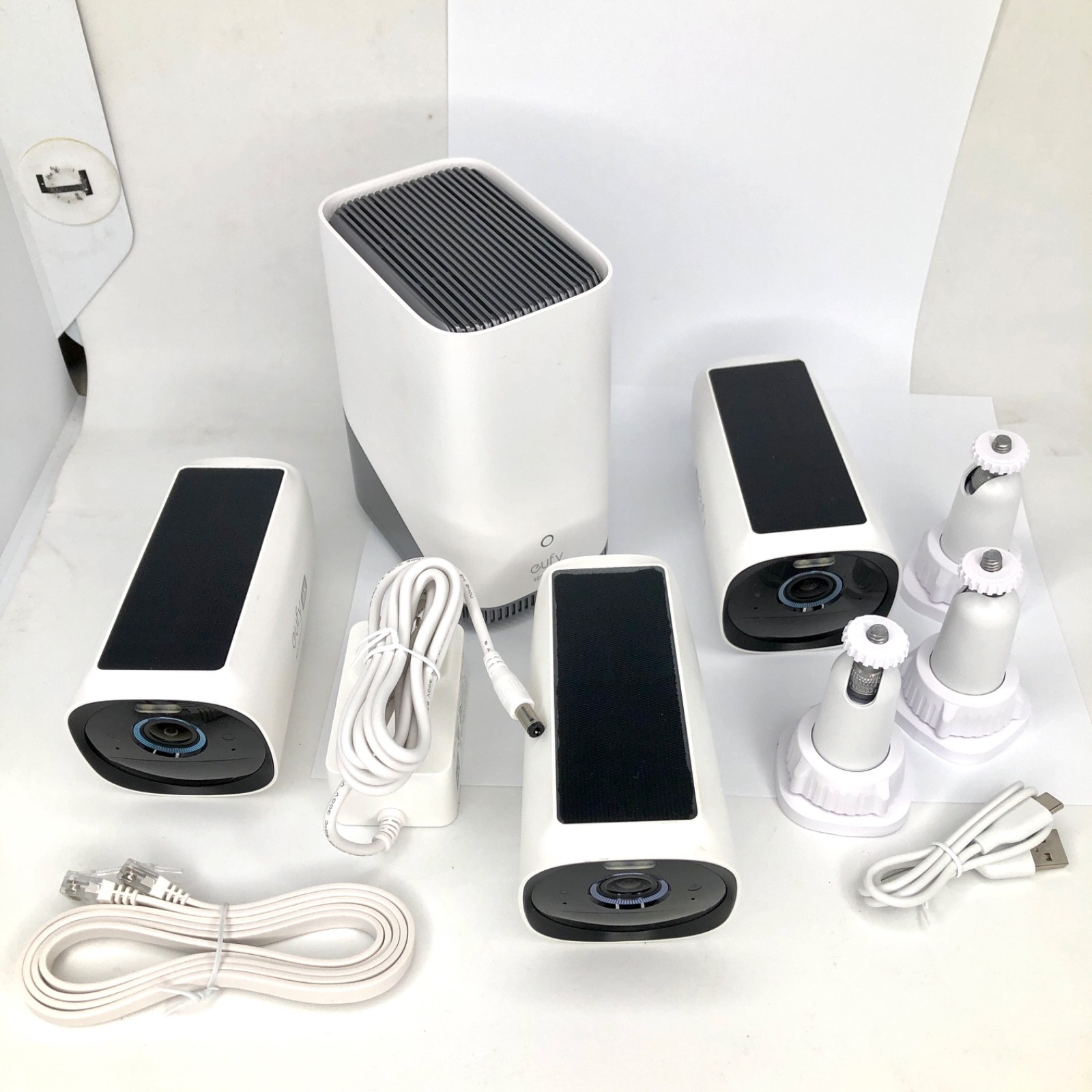 EufyCam 3, 3-Outdoor Wireless 4K Solar Powered Security Cameras w/ HomeBase 3