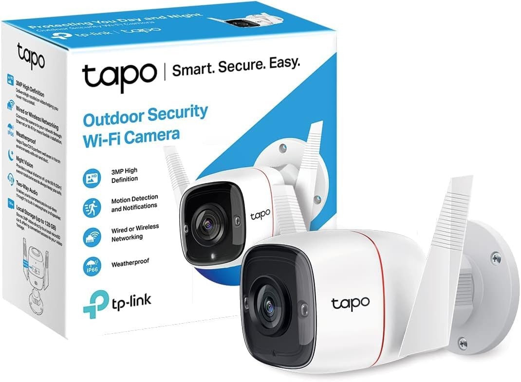 Tapo TP-Link 2K Security Camera Outdoor Wired, IP66 Weatherproof, 2K, White