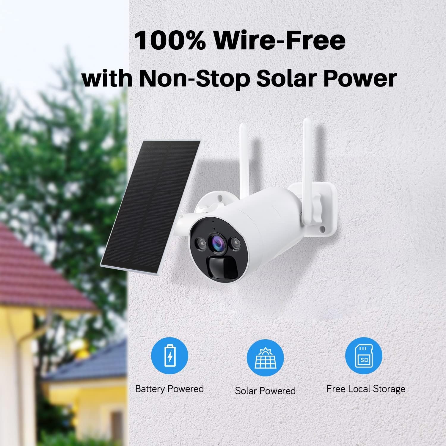 Home CCTV 4MP Outdoor Solar Wireless Security Camera System 10CH NVR 500G HDD